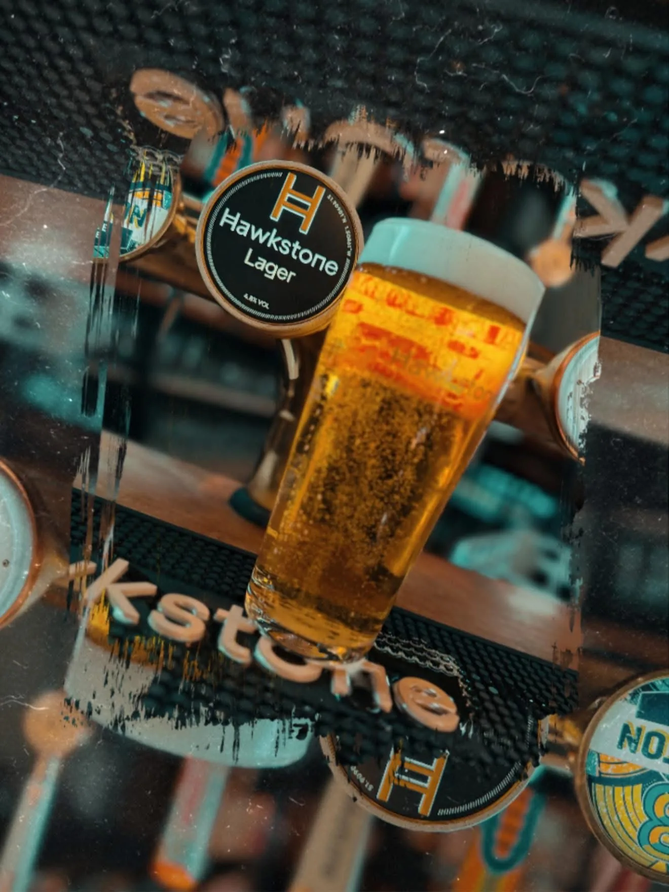 Hawkstone lager at The Green Dragon bar